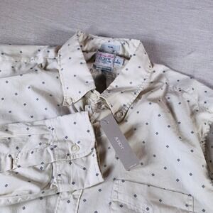 New J.Crew Slim Mens Button Down Shirt L Yellow Diamond Print Long Sleeve Cotton